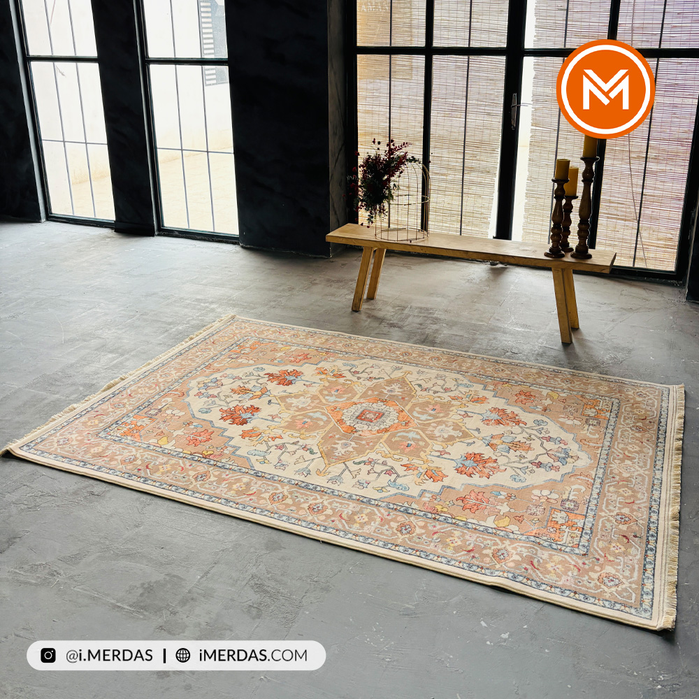 فرش کهنه نما کد 23490 زمینه تمام رنگ